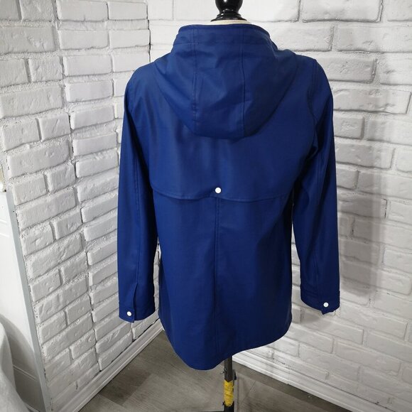 Only Ladies Size Medium Royal Blue Full Zip Rain Jacket with Hood - Picture 11 of 11